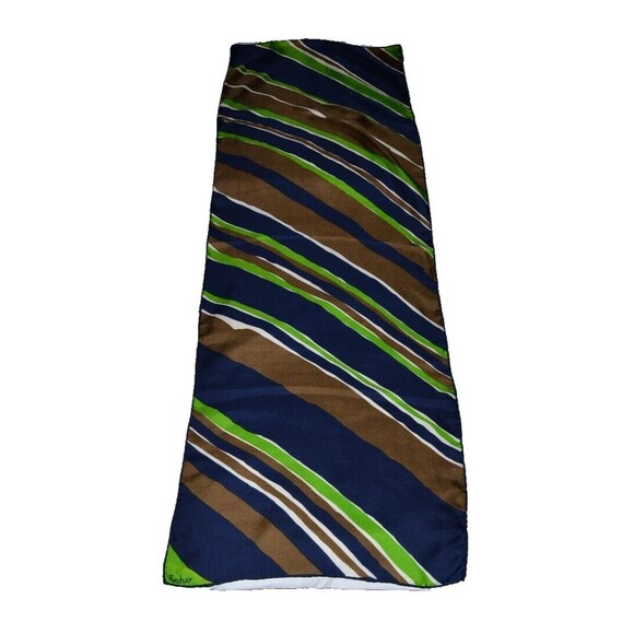 Vtg 60s Echo Striped Print rectangle Scarf 14X42  Retro MCM style - Picture 7 of 7